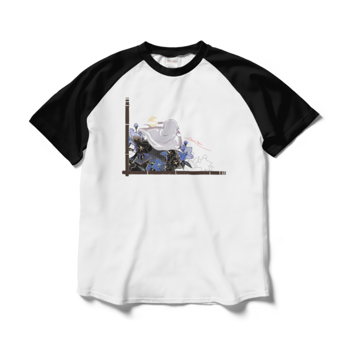 ラグランTシャツ - L - ホワイト×ブラック(1)