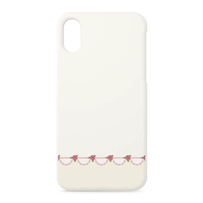 iPhoneケース iPhone XS / X 正面印刷のみ 赤薔薇×ベージュ