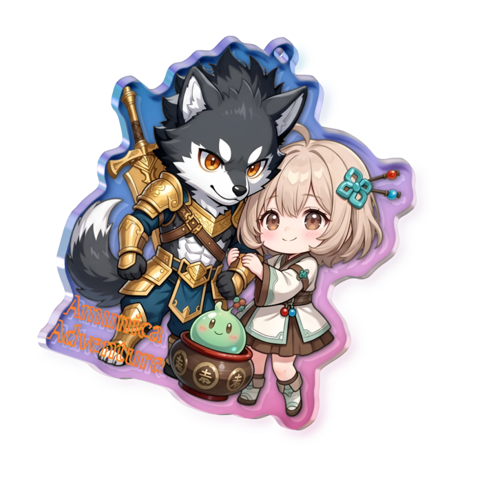 【リオあずver.】Amunica Adventure オーロラアクリルキーホルダー - 70 × 70mm