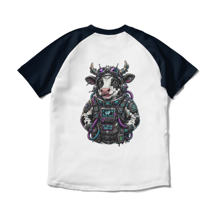 ラグランTシャツ - M - ホワイト×ネイビー(1)