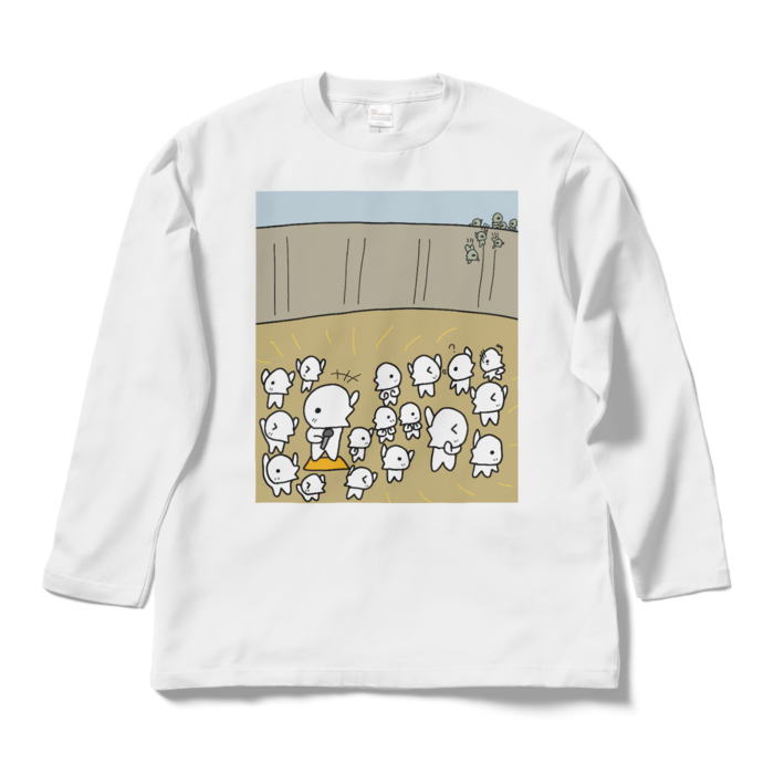 ロングスリーブTシャツ - L - ホワイト(ワールドウォーのゾンビ襲撃シーン)