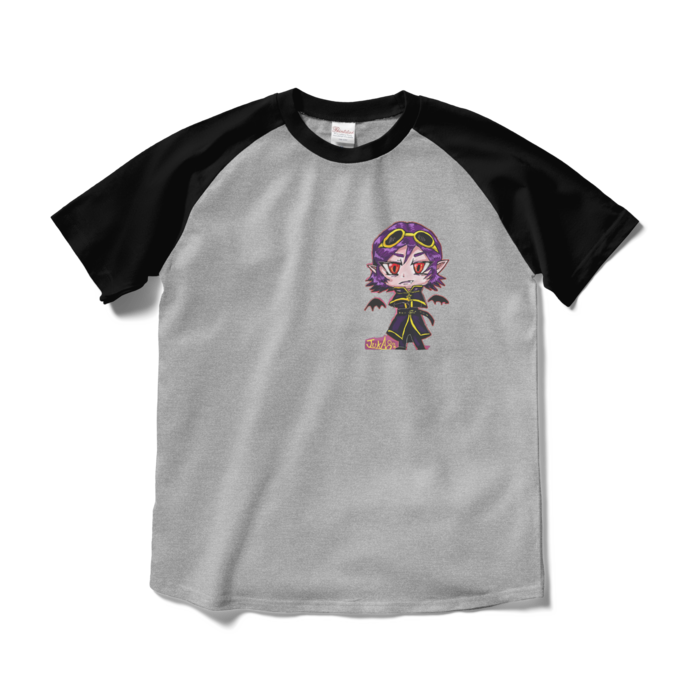 ラグランTシャツ - M - 杢グレー×ブラック