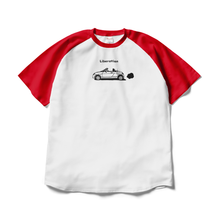 ラグランTシャツ - XL - ホワイト×レッド