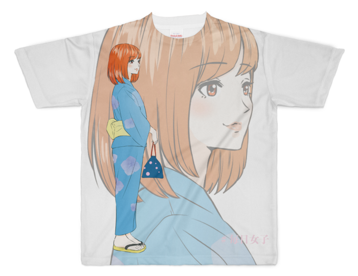 No 249 浴衣女子フルグラフィックtシャツ 毎日女子 かいちのネットショップ Booth