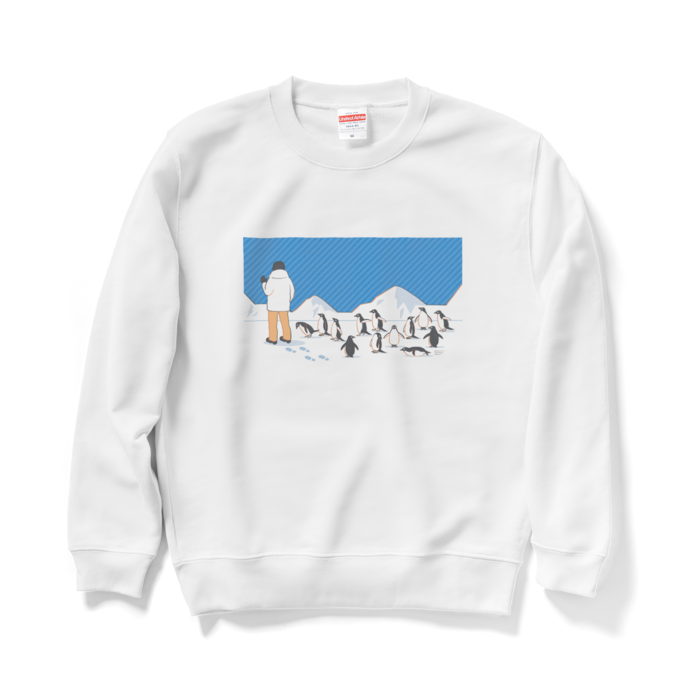 スウェット　青色×白色　M