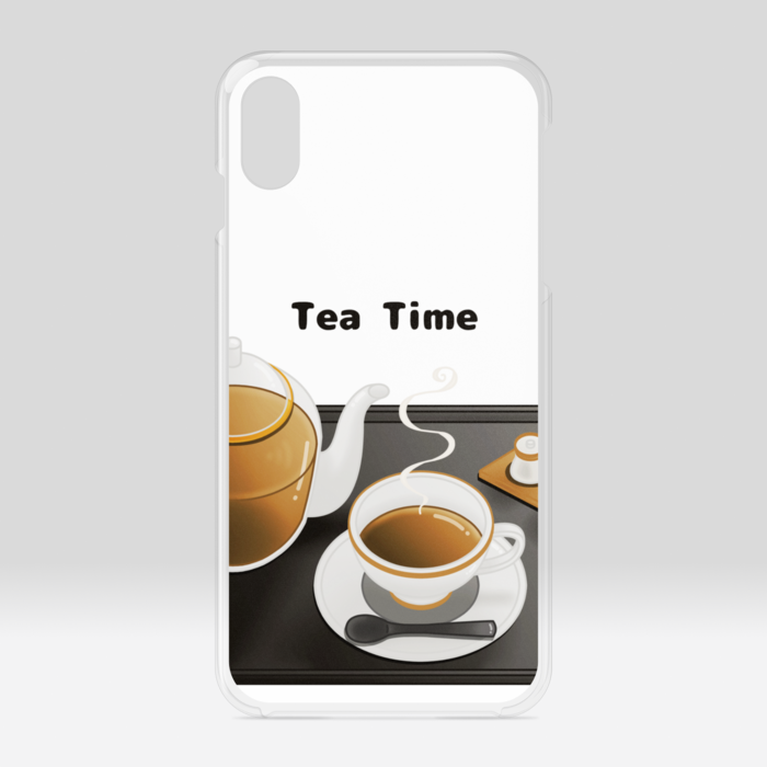 クリアiPhoneケース　紅茶×白背景　iPhone XSMax
