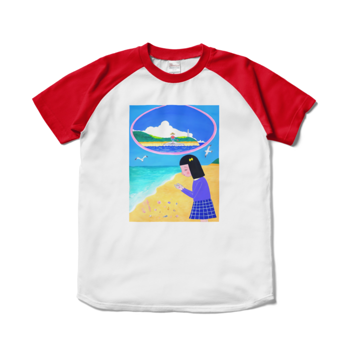 ラグランTシャツ - S - ホワイト×レッド