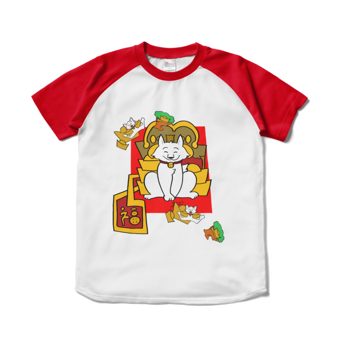 ラグランTシャツ - S - ホワイト×レッド