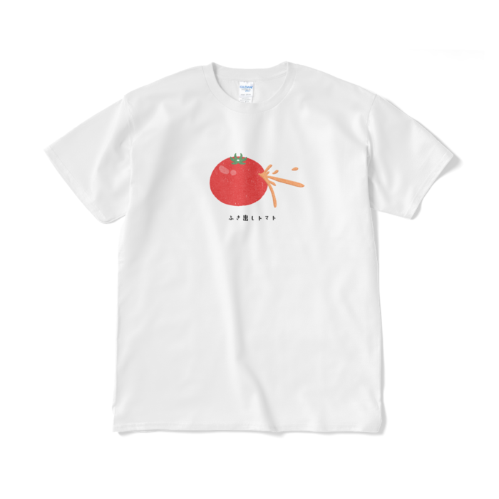 ふき出しトマト（文字あり）Tシャツ - XL - ホワイト
