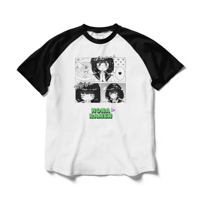 ラグランTシャツ - L - ホワイト×ブラック