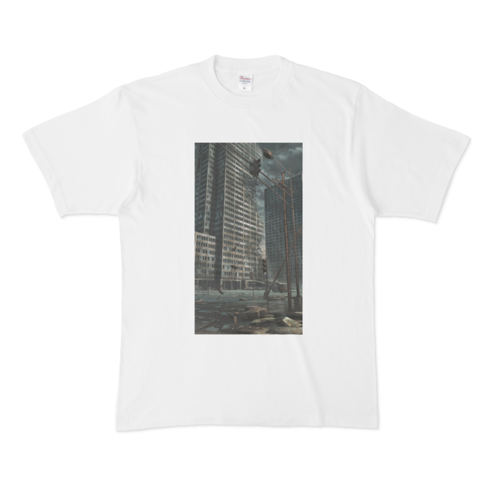 曇り廃墟Tシャツ① - XL - 白