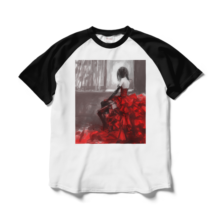 ラグランTシャツ - L - ホワイト×ブラック