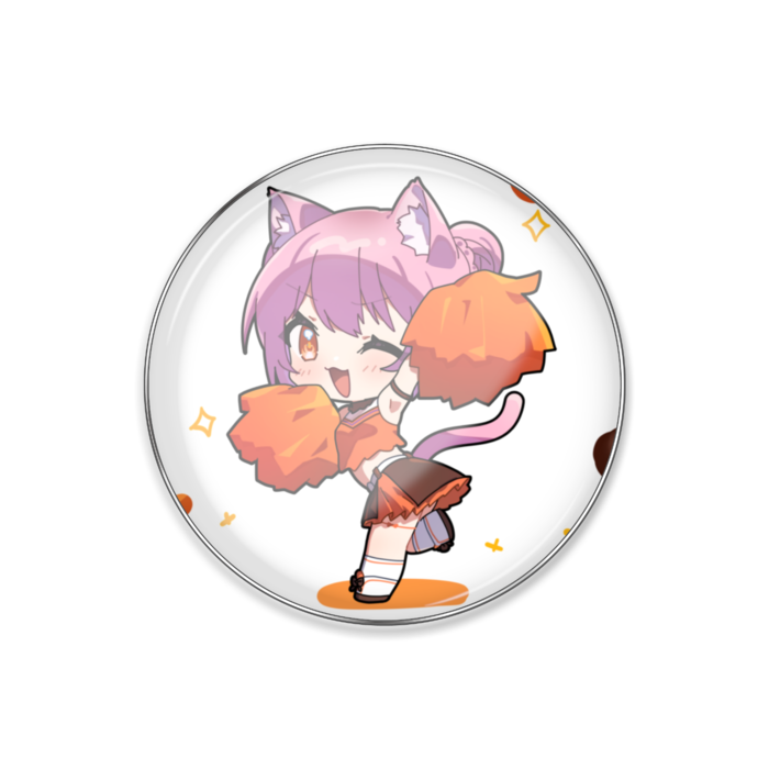 ミニまにゃチアガール-ピンバッジ - 丸形25mm