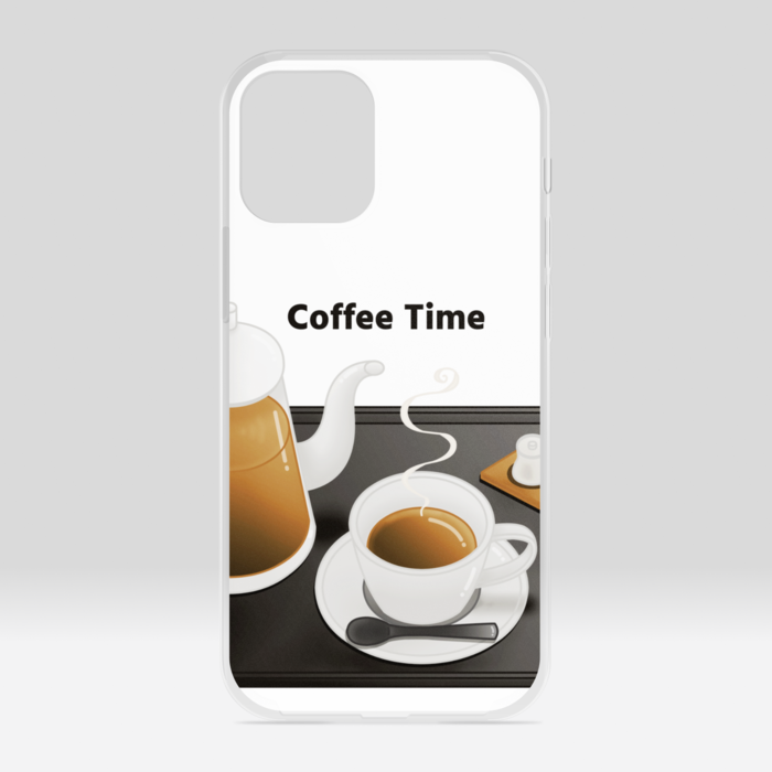 クリアiPhoneケース　珈琲×白背景　iPhone 12mini