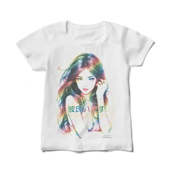 (両面プリント)男よけナンパ除けTシャツ「彼氏います」Dream Woman /Elegant Woman レディースTシャツ - M(製品への表記はWM) - 白