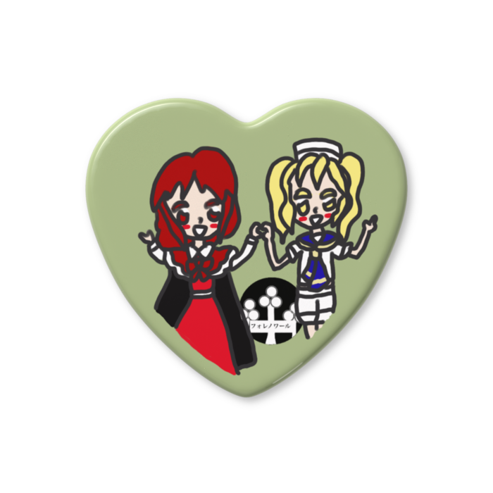 ちゆり＆夢美_ハート缶バッジ