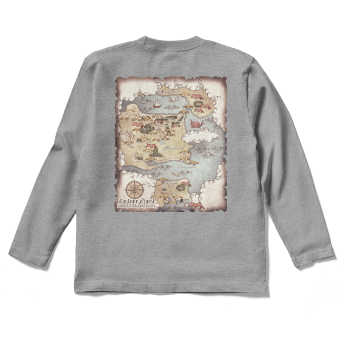 背面マップロングスリーブTシャツ - S - 杢グレー