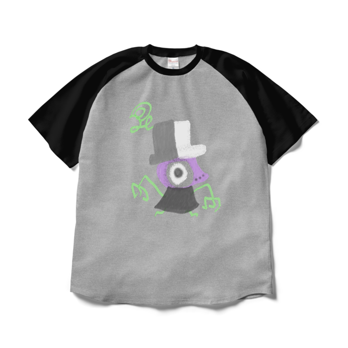 ラグランTシャツ - XL - 杢グレー×ブラック