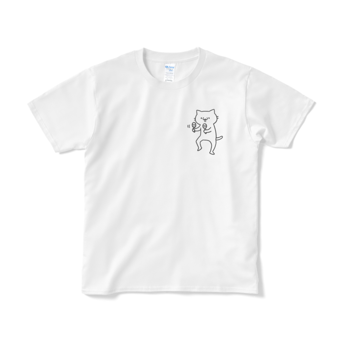 マラカスねこ（小プリント／線画）Tシャツ - S - ホワイト
