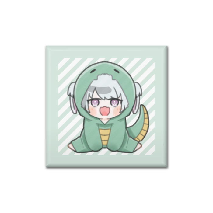 巳年イラスト(ぱぁ！)　缶バッジ(正方形) Ver. - 40 (mm)