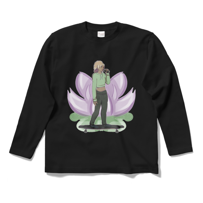 ロングスリーブTシャツ - S - ブラック　背景付き