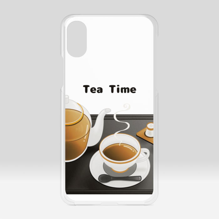 クリアiPhoneケース　紅茶×白背景　iPhone X / XS