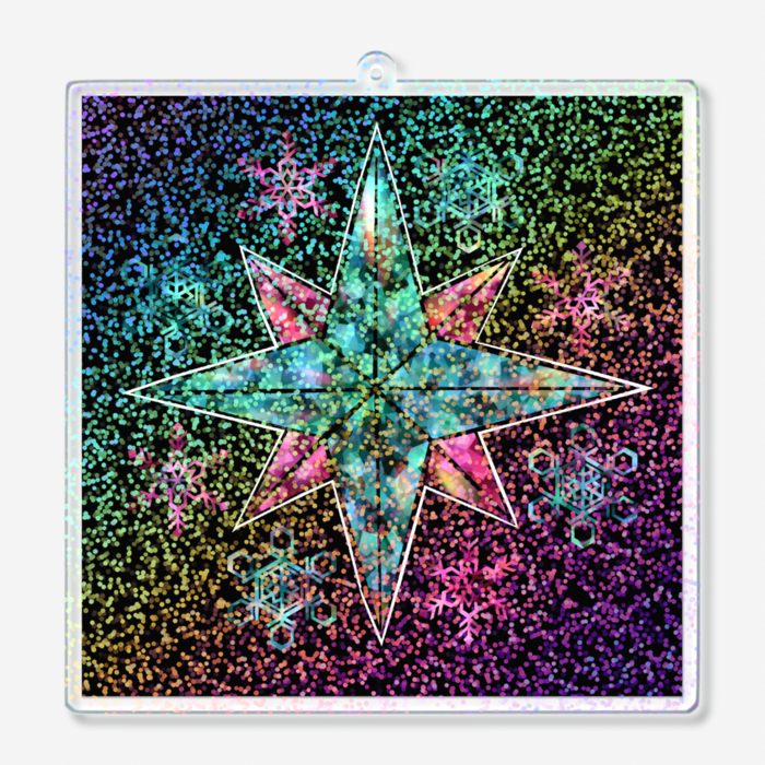 ホログラムアクリルキーホルダー - 100 × 100mm -ステンドグラス風1