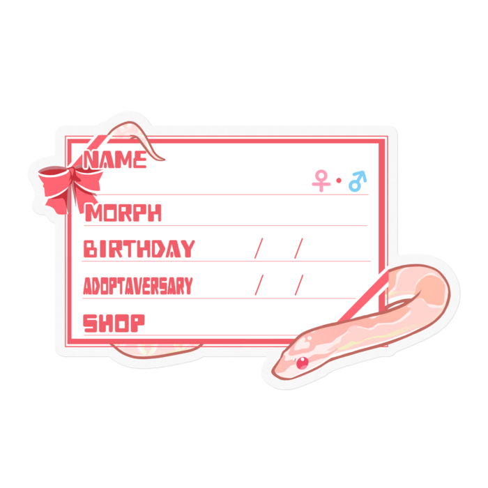 【🐍お名前ステッカー】コーンスネーク(サーモンスノー) - リボン／ピンク(英語)