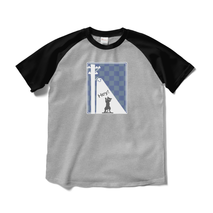 ラグランTシャツ - M - 杢グレー×ブラック