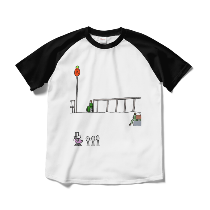 ラグランTシャツ - M - ホワイト×ブラック