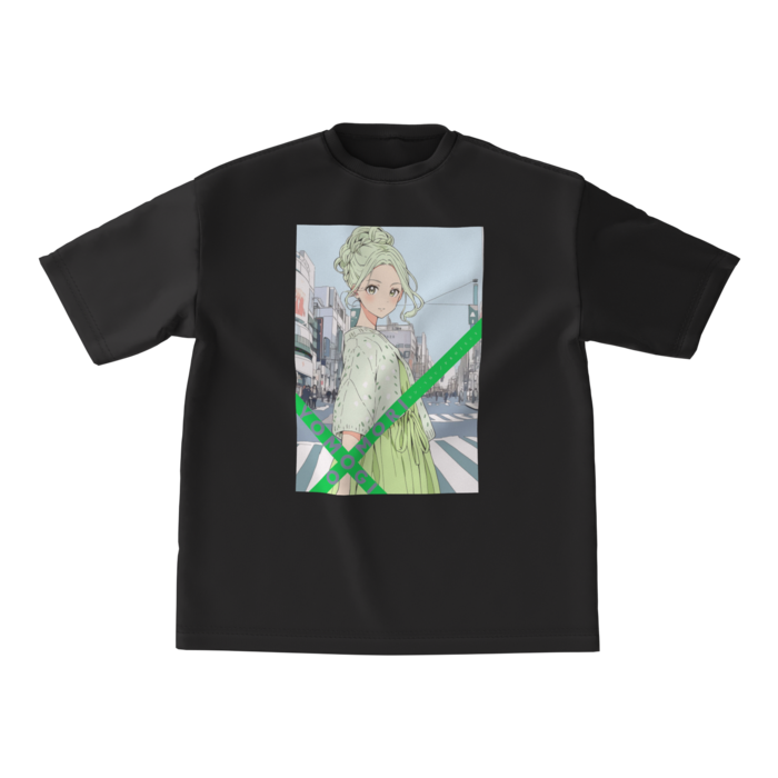 ビッグシルエットTシャツ - M - 正面よもぎ