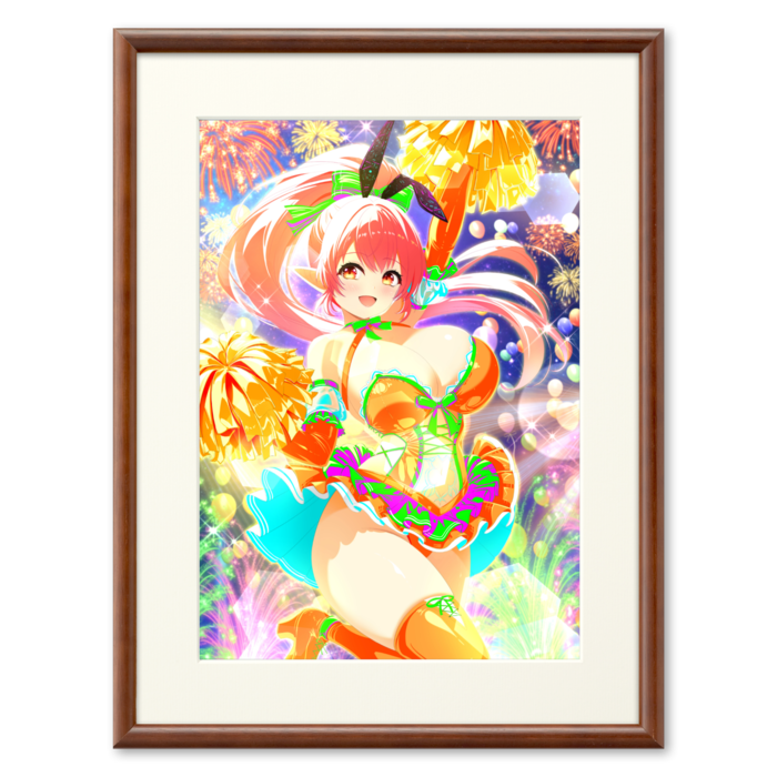 複製画(プリモアート) - A4(ピンク髪/額縁・ブラウン)
