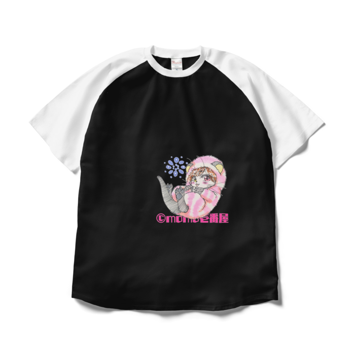 ラグランTシャツ - XL - ブラック×ホワイト