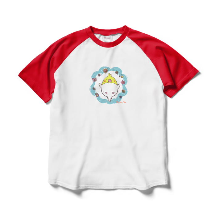 ラグランTシャツ - L - ホワイト×レッド