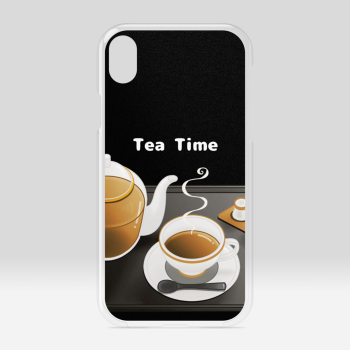 クリアiPhoneケース　紅茶×黒背景　iPhone XR