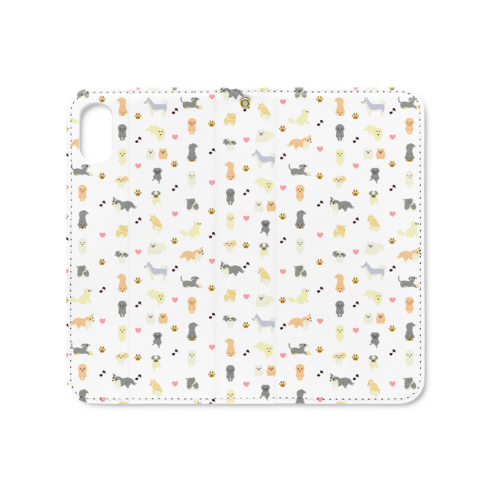 手帳型iPhoneケース iPhone XS / X ベルトなし+穴あり 白
