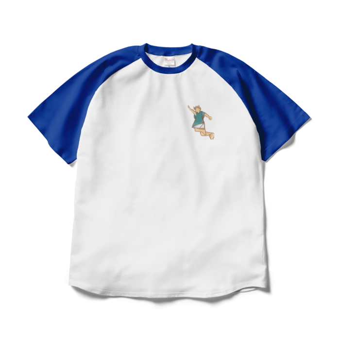 ラグランTシャツ - XL - ホワイト×ロイヤルブルー