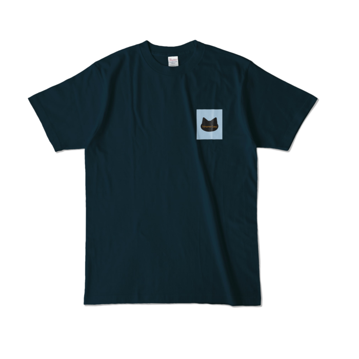 カラーTシャツ - L - ネイビー /ロゴ　ライトブルー