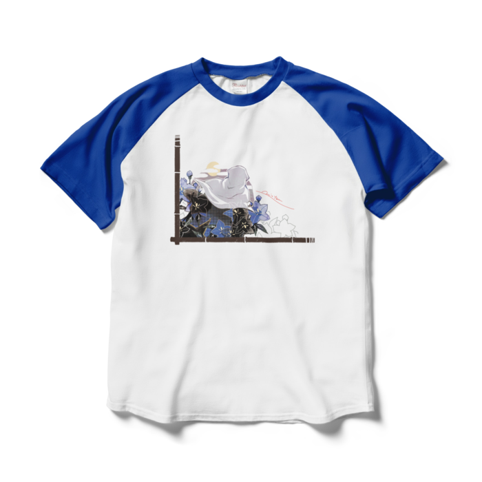 ラグランTシャツ - L - ホワイト×ロイヤルブルー(1)