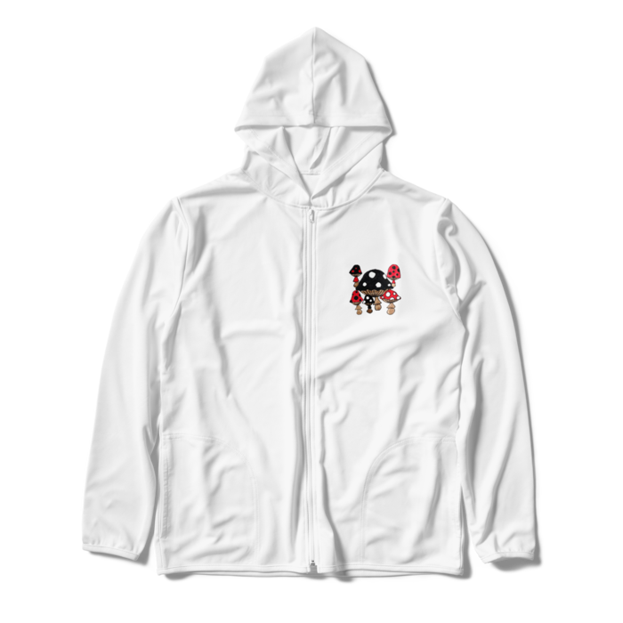 (両面プリント)きのこドライジップパーカー - XL - ホワイト