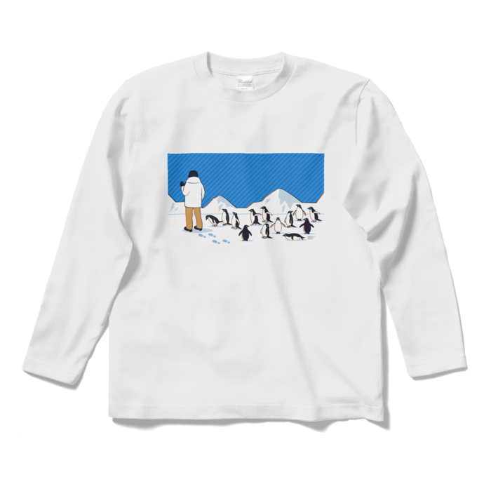 ロングスリーブTシャツ　青色×白色　S