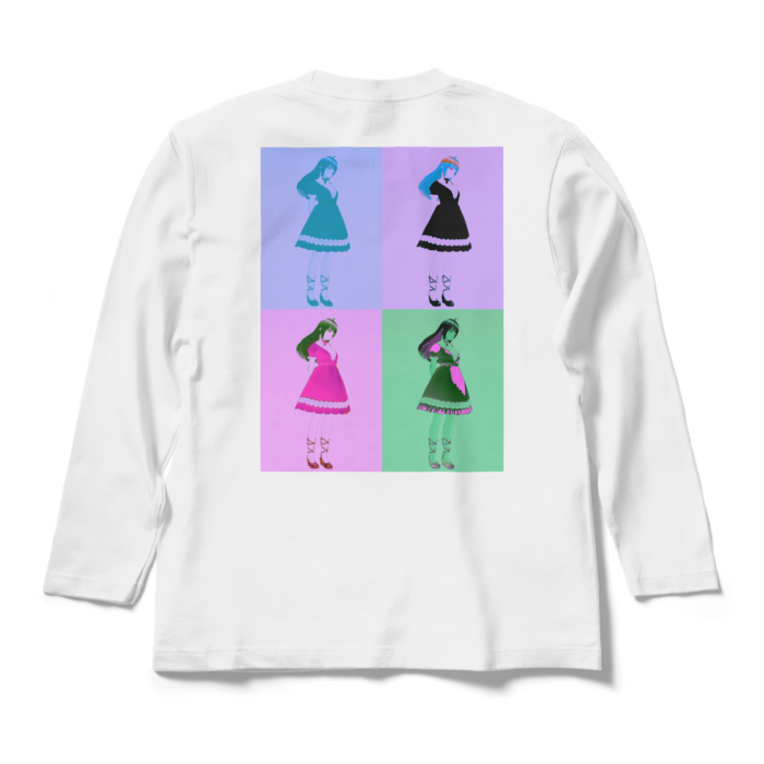 白ロングスリーブTシャツ - M - (紫模様)