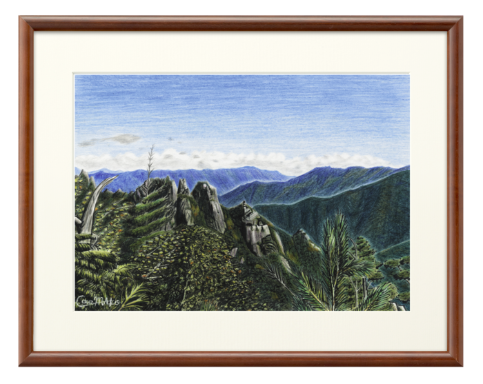 色鉛筆画 早秋の峰々 高画質複製画 Peaks Of Early Autumn High Quality Printing Cocomako Booth