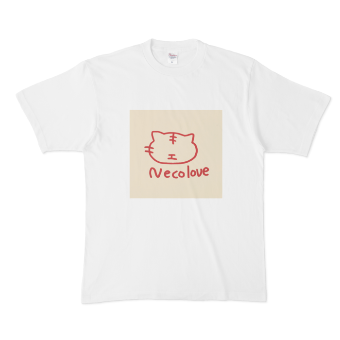 Tシャツ - XL - 白(トラ猫赤)