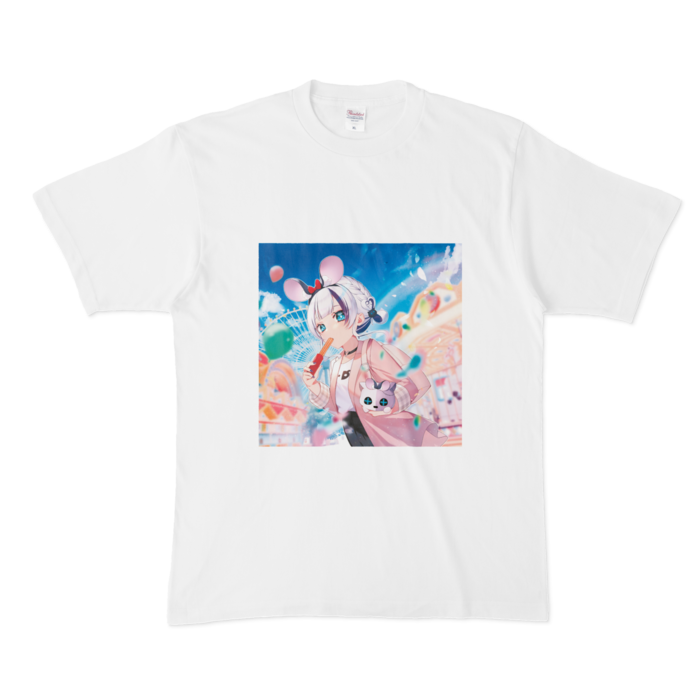 Tシャツ - XL - 白 髪型ハート編み込み