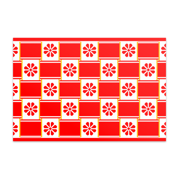 八枚花＆リボン重ねポストカード(レッド系)