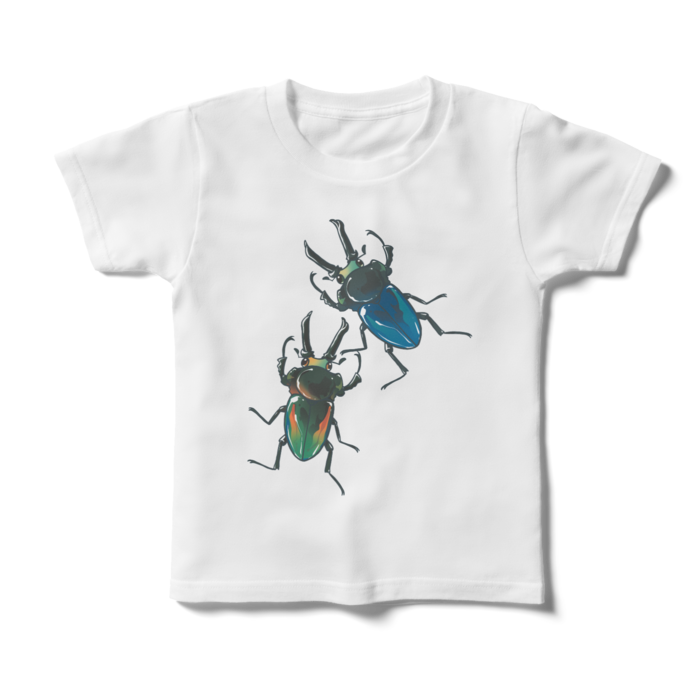 キッズTシャツ(ニジイロクワガタ/ブルー×オレンジ)120cm