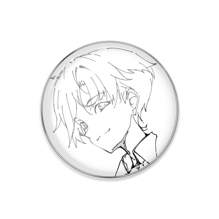 ピンバッジ - 丸形25mm 白黒アイコン唯織