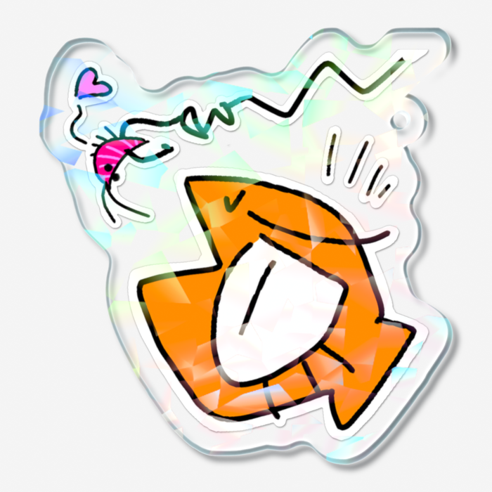 【６】さかな(✕✕！？)・ホログラムアクリルキーホルダー - 50 × 50mm