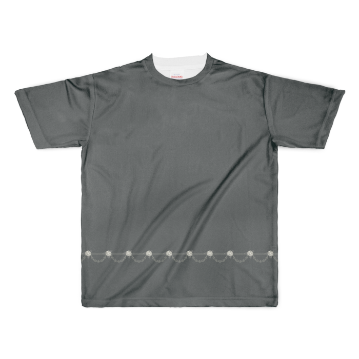フルグラフィックTシャツ　白薔薇×黒色　XL